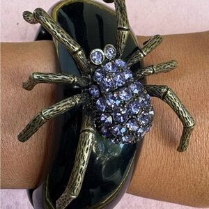 Betsey Johnson Vintage Dark Forest HUGE Spider Hinged Lucite Bangle Bracelet